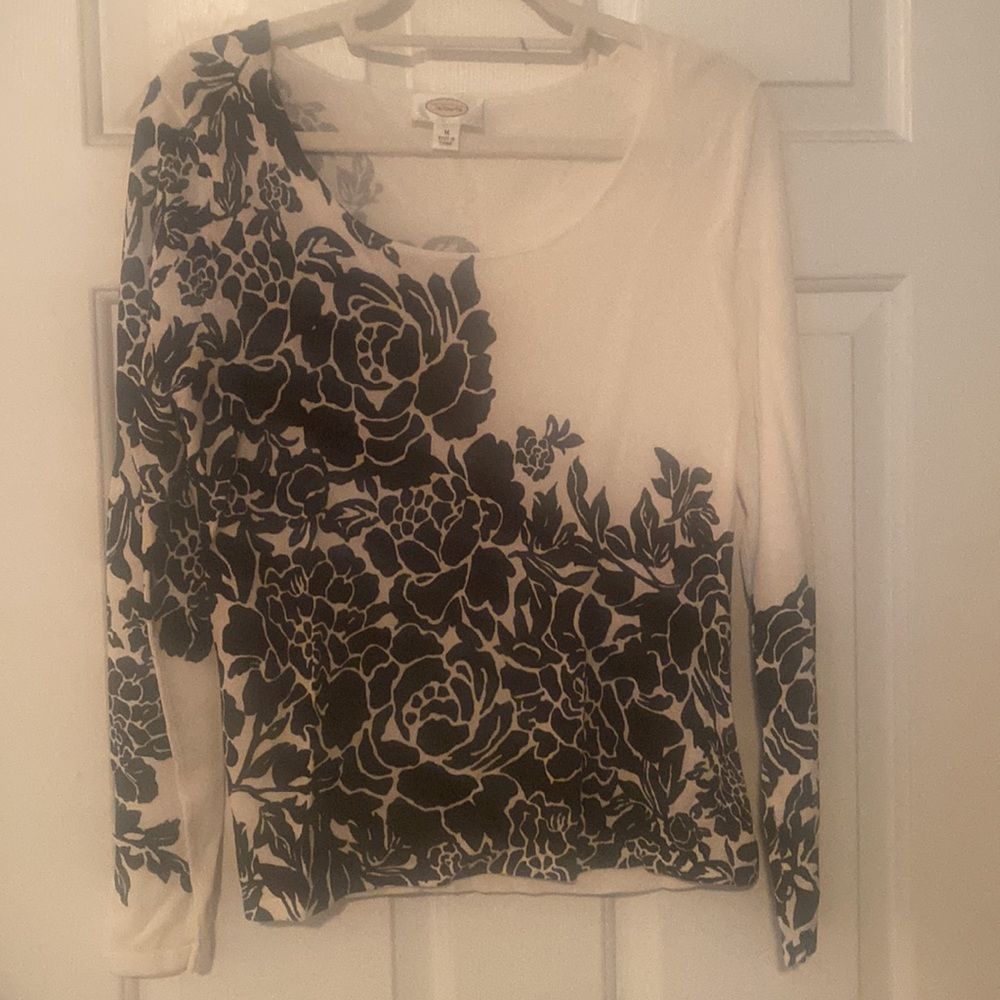 Talbots, size Medium white with black floral motif, never worn. NWOT